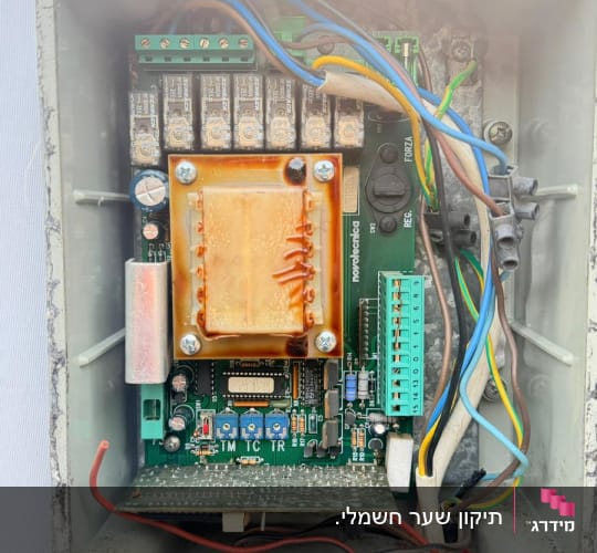תיבת חשמל עם חוטים ומעגלים חשמליים